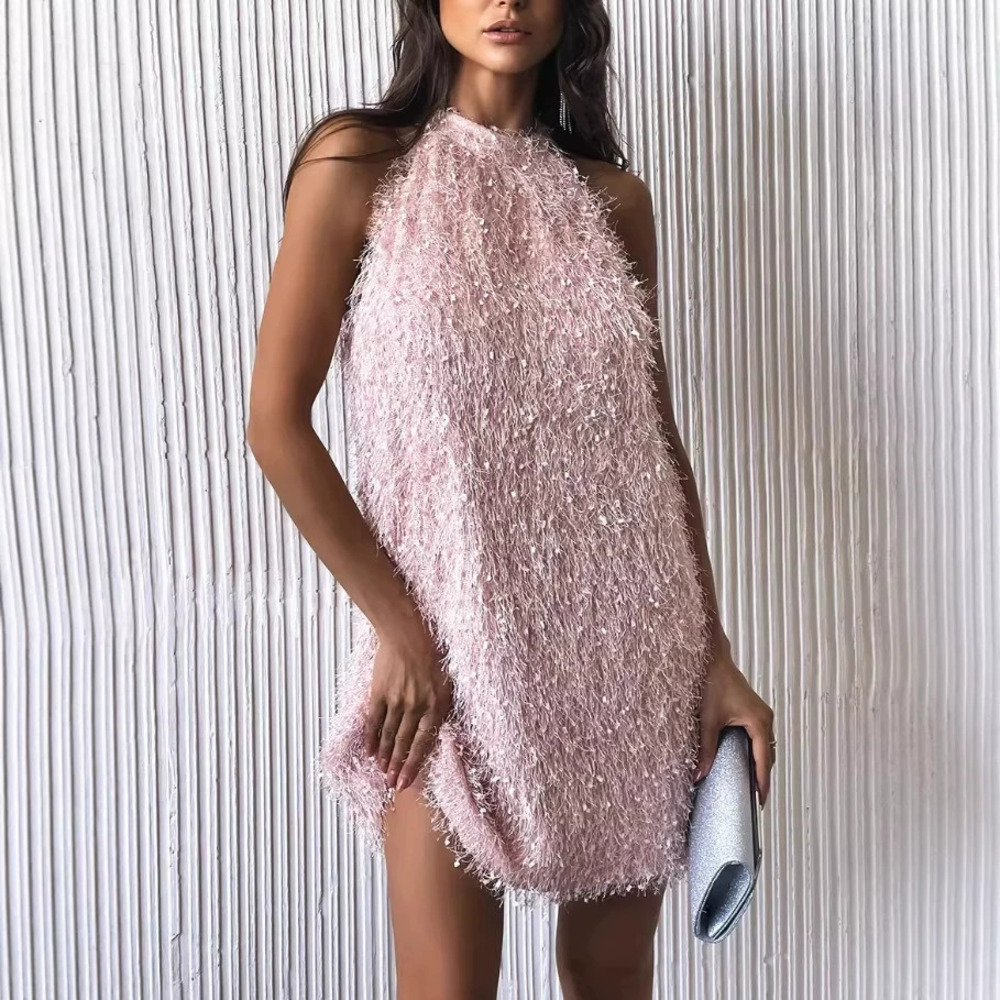 Zara Summer Princess Fringe Round Neck Backless Tank Gown